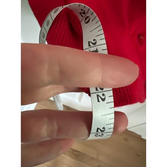 Cable and Gauge Women's P L Red Black Embroidered 3/4 Sleeve Cardigan Whimsygoth - Picture 10 of 11